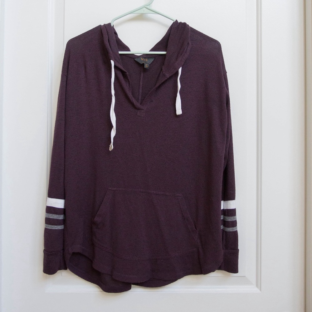 Mix by 41hawthorne hooded long sleeve shirt with stripes around wrist